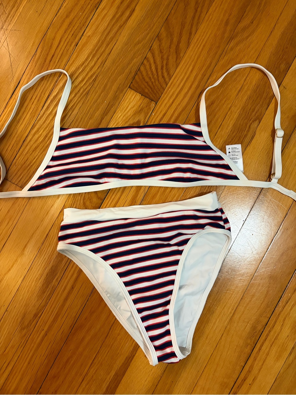 l*space Navy, Red & White Striped High-Waist Bikini